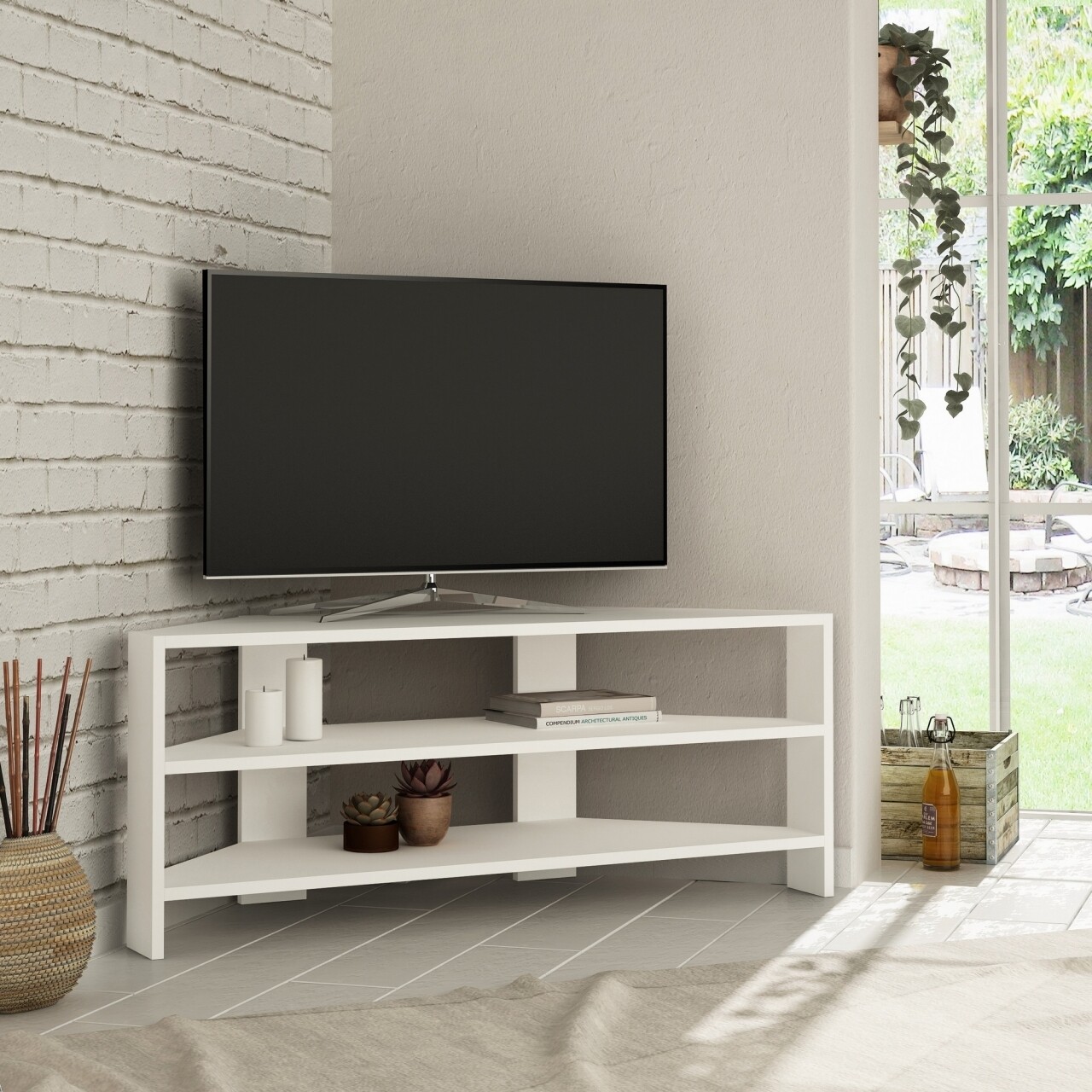Comoda TV, Homitis, Thales Corner - White, 36x114x45 cm - imagine 4